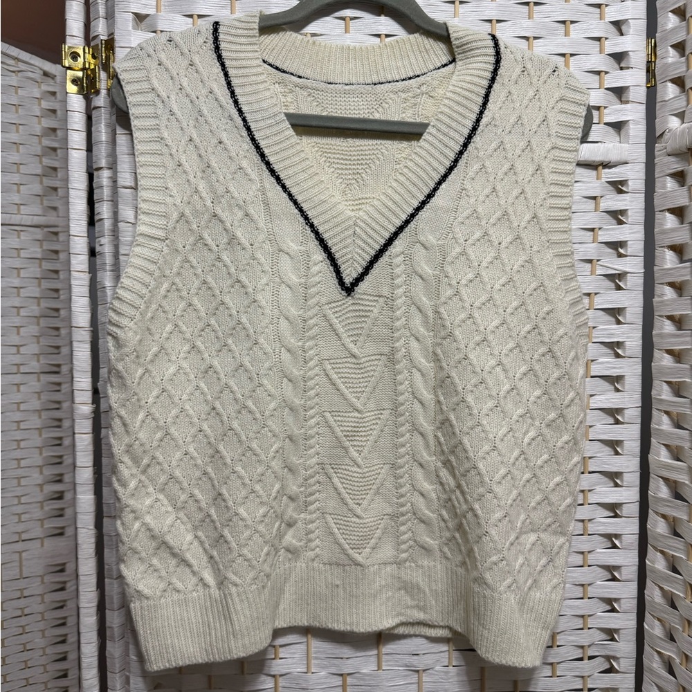 Cream Cable Knit Sweater Vest